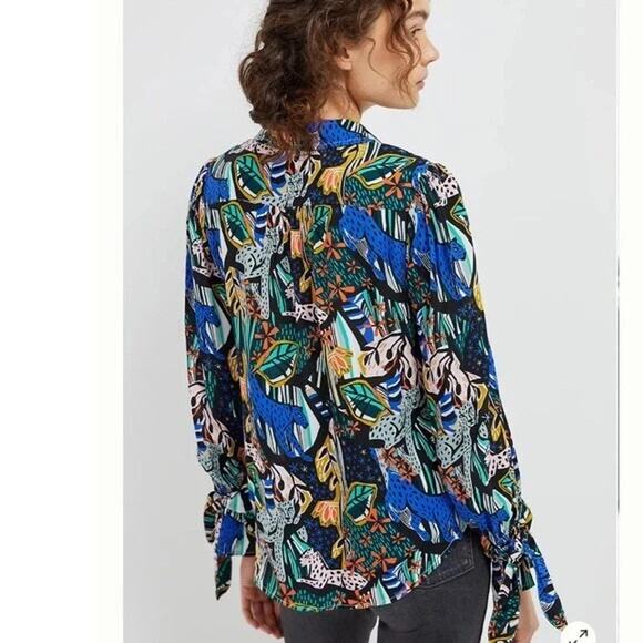 Anthropologie Maeve Masha Volnova Jungle Daydream Carmiel Button Down Shirt US 4 - Picture 3 of 14